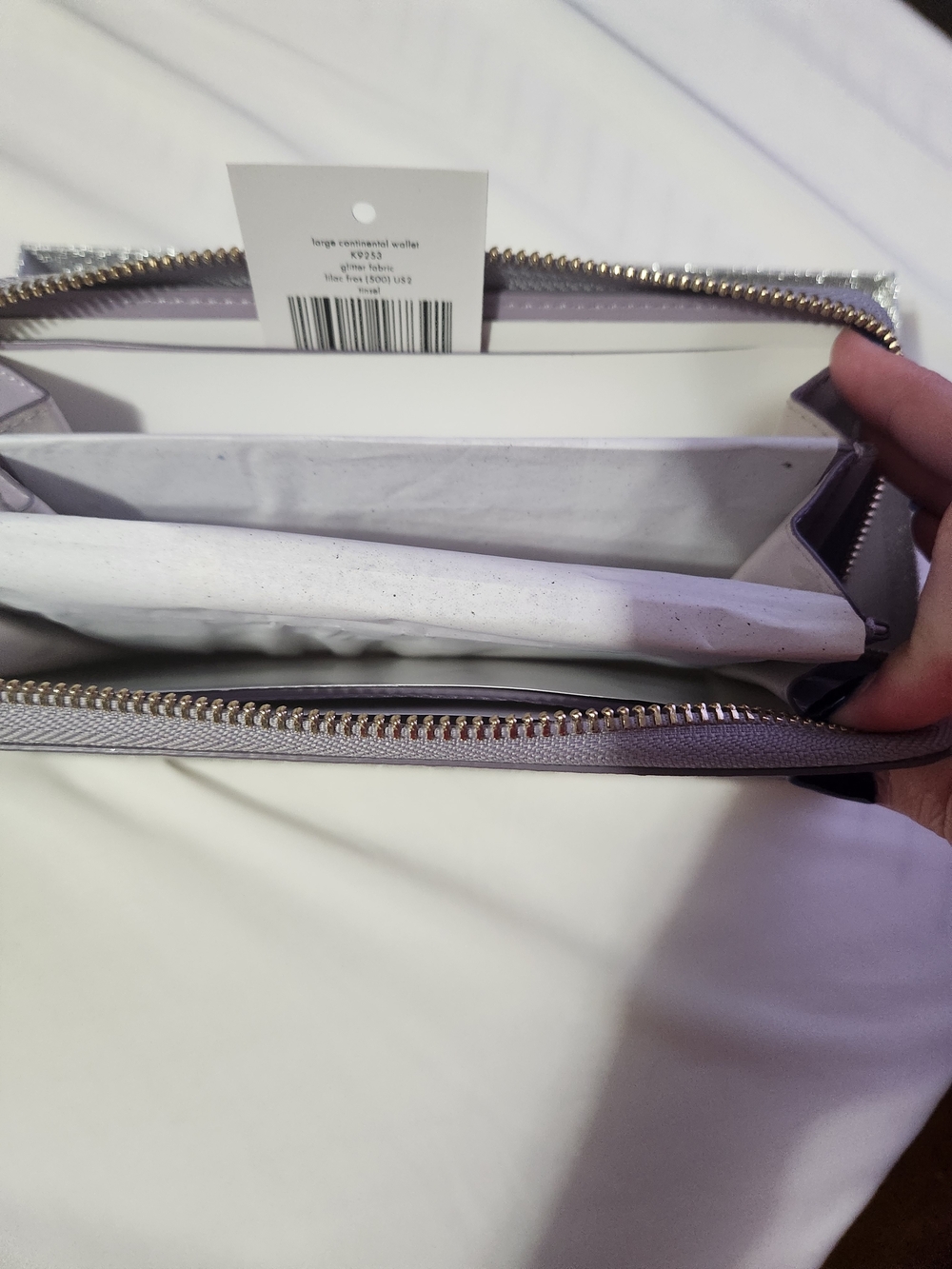 kate spade Lilac Glitter Zip-Around Wallet - Picture 2 of 2